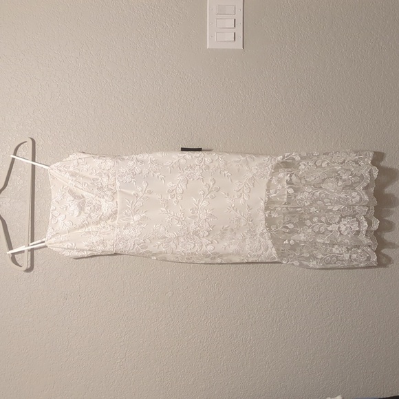 Lulu's Adored Eternity white lace sleeveless trumpet midi dress - Picture 6 of 13